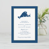 EDGARTOWN Marthas Vineyard Blueマップ結婚のInvita 招待状 (スタンド正面)