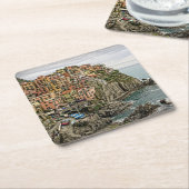 Edge of Italy - Manarola - Square Coaster スクエアペーパーコースター (アングル)