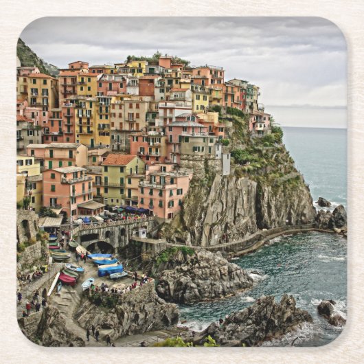 Edge of Italy - Manarola - Square Coaster スクエアペーパーコースター (正面)