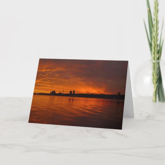 Edgewater, NJ Skyline at Sunset - H card カード (正面)