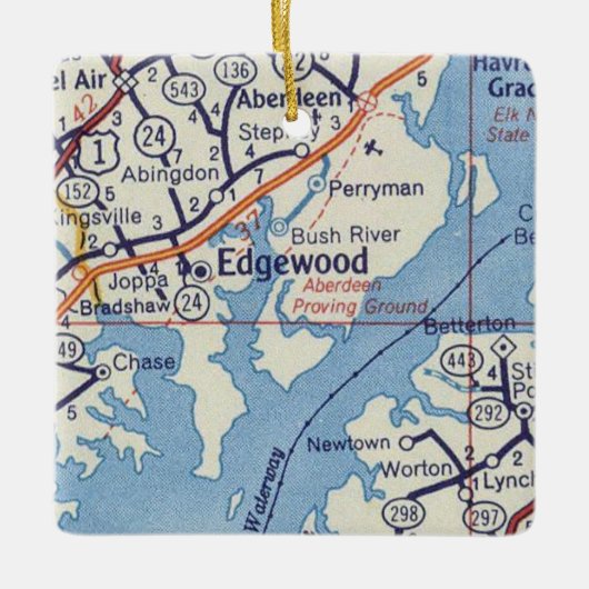 Edgewood MDヴィンテージマップ セラミックオーナメント (正面)