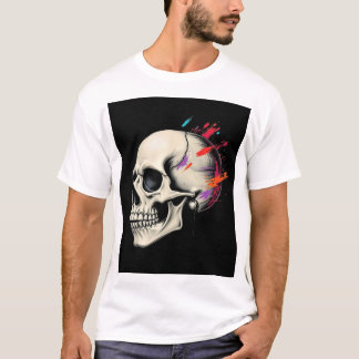 EdgyスカルグラフィックメンズTシャはっきりしたツとスタイリッシュ Tシャツ