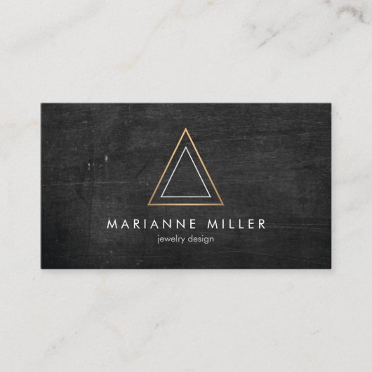 Edgyバラ金ゴールド三角形のロゴを黒い木に 名刺 (正面)
