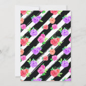 Edgyバラ&モダンストライプ誕生日招待状 招待状 (裏面)