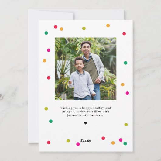 Edgyフレームハッピーニューイヤーホリデーフォトカード シーズンカード (裏面)