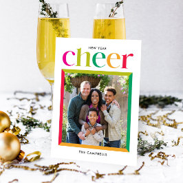 Edgyフレームハッピーニューイヤーホリデーフォトカード シーズンカード