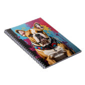 Edgyブルドッグの背グランジ景 ノートブック (右側)