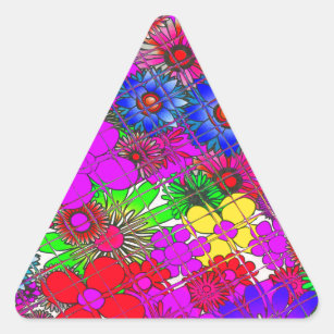 Edgy美しいカラフル驚くべき花のパターンdes 三角形シール