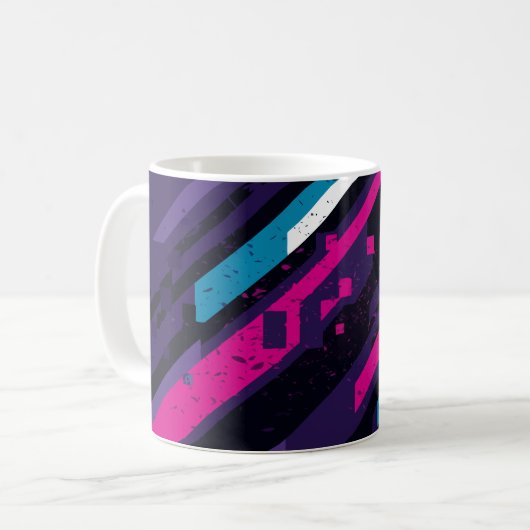 Edgy Abstract Diagonal Geometric Design コーヒーマグカップ (正面左)