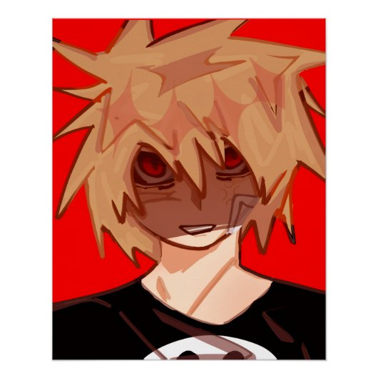 Edgy Anime Boy Grunge Aesthetic  ポスター (正面)