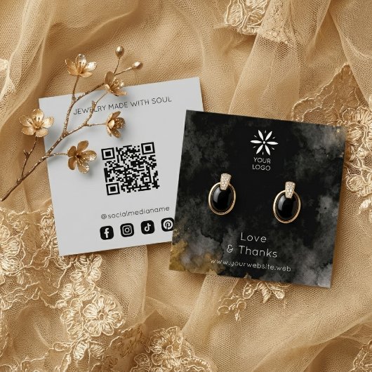 Edgy Black Gold Marble Jewelry Display Card TMF26 スクエア名刺