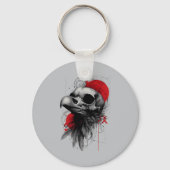 Edgy Crow Skull Gothic Grunge Keyring Keychain キーホルダー (正面)