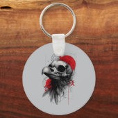 Edgy Crow Skull Gothic Grunge Keyring Keychain キーホルダー (正面)