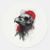 Edgy Crow Skull Gothic Grunge Sticker ラウンドシール (正面)