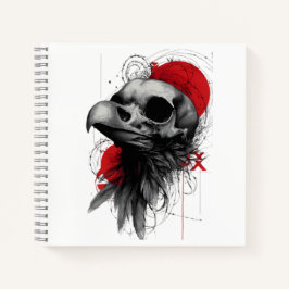 Edgy Crow Skull Gothic Grunge Street Art Notebook ノートブック