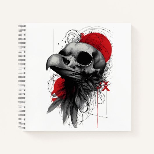 Edgy Crow Skull Gothic Grunge Street Art Notebook ノートブック (正面)