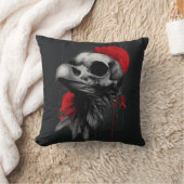 Edgy Crow Skull Gothic Grunge Street Art Pillow クッション (ブランケット)