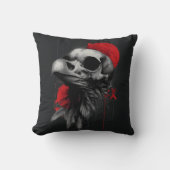 Edgy Crow Skull Gothic Grunge Street Art Pillow クッション (正面)