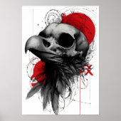 Edgy Crow Skull Gothic Grunge Street Art Poster ポスター (正面)