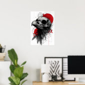 Edgy Crow Skull Gothic Grunge Street Art Poster ポスター (ホームオフィス)