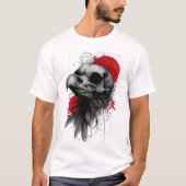 Edgy Crow Skull Gothic Grunge Street Art T-Shirt Tシャツ (正面)