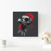 Edgy Crow Skull Gothic Grunge Wall Clock スクエア壁時計 (ホーム)