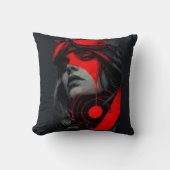 Edgy Cyberpunk Dystopian Girl Red Target クッション (正面)