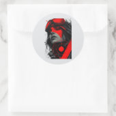 Edgy Cyberpunk Dystopian Girl Red Target ラウンドシール (バッグ)
