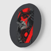 Edgy Cyberpunk Dystopian Girl Red Target ラージ壁時計 (傾斜)
