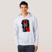 Edgy Cyberpunk Dystopian Girl Red Target Hoodie パーカ (正面フル)