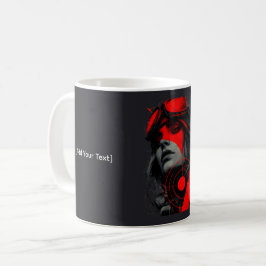 Edgy Cyberpunk Dystopian Girl Red Target Mug コーヒーマグカップ