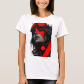 Edgy Cyberpunk Dystopian Girl Red Target Women's Tシャツ (正面)