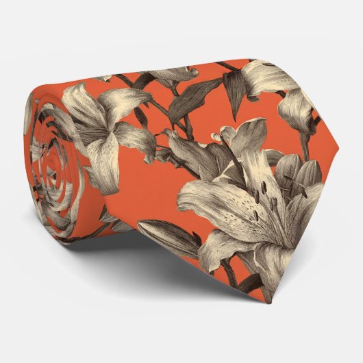 Edgy Dad Gifts Lilies Flower ネクタイ (ロール)