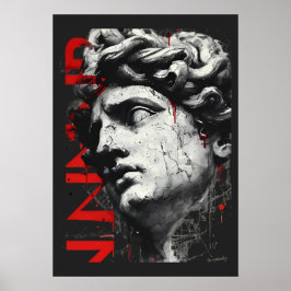 Edgy David Bust Modern Street Art Poster ポスター
