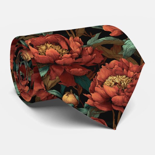 Edgy Gifts For Father Peonies Flower ネクタイ (ロール)