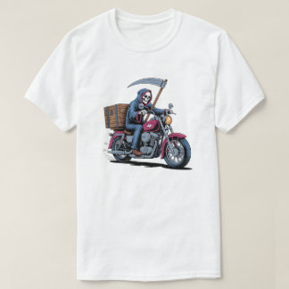 Edgy Grim Reaper Motorcycle Rider Tシャツ