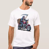 Edgy Grim Reaper Motorcycle Rider Tシャツ (正面)