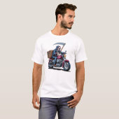 Edgy Grim Reaper Motorcycle Rider Tシャツ (正面フル)