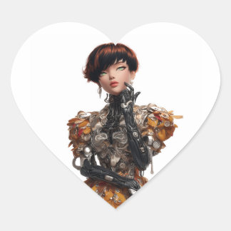 Edgy Heart Sticker with Cyberpunk Diva ハートシール