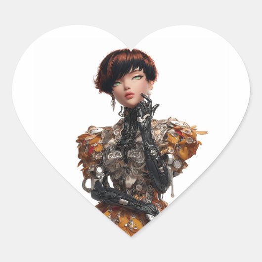 Edgy Heart Sticker with Cyberpunk Diva ハートシール (正面)