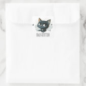 Edgy Kittenイラストレーション- "Bad Kitten"文字 スクエアシール (バッグ)