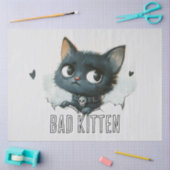 Edgy Kittenイラストレーション- "Bad Kitten"文字 薄葉紙 (クラフト)