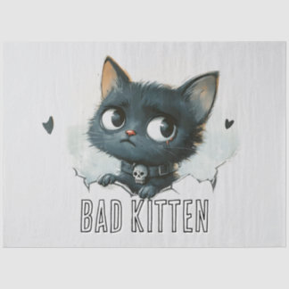Edgy Kittenイラストレーション- "Bad Kitten"文字 薄葉紙