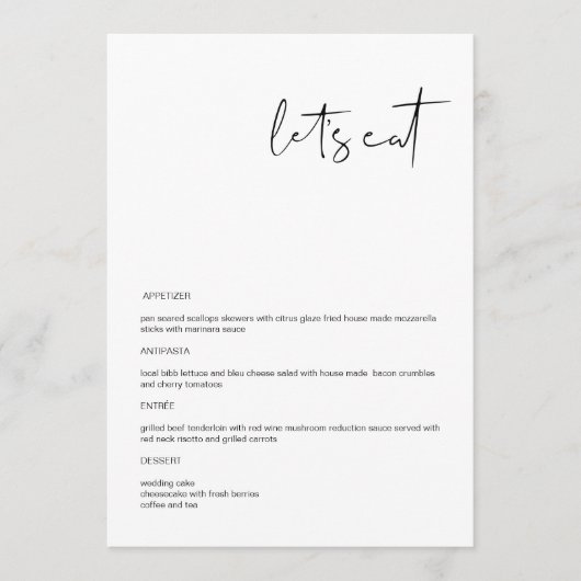 Edgy Minimalistモダンのメ結婚ニュー・カード メニュー (正面)