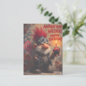 Edgy Punk Rock Gnome Birthday Greeting シーズンポストカード (スタンド正面)
