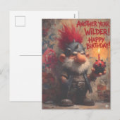 Edgy Punk Rock Gnome Birthday Greeting シーズンポストカード (正面/裏面)