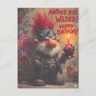 Edgy Punk Rock Gnome Birthday Greeting ポストカード