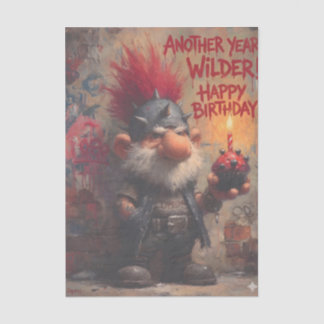 Edgy Punk Rock Gnome Birthday Greeting 薄葉紙