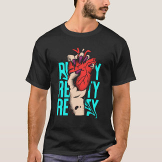 Edgy Realistic Heart Hand Squeeze Streetwear Graph Tシャツ
