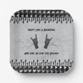 Edgy Rockstar Metal Guitar Black Gray Paper Plates ペーパープレート (正面)